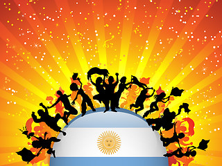 Image showing Argentina Sport Fan Crowd with Flag