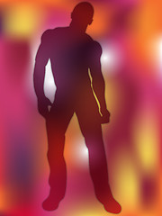 Image showing Sexy Boy Silhouette on Colorful Background