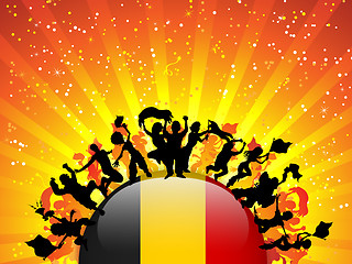 Image showing Belgium Sport Fan Crowd with Flag