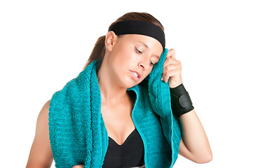 Image showing Woman Resting After Workout