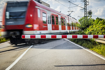 Image showing train at the Railroad crossing