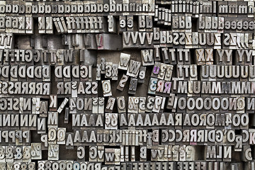 Image showing metaltype letterpress printing blocks