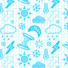 Image showing Weather hand drawn seamless pattern.