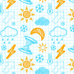 Image showing Weather hand drawn seamless pattern.