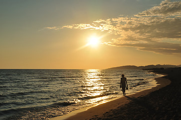 Image showing Sunset on beach