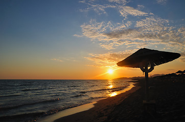 Image showing Sunset on beach