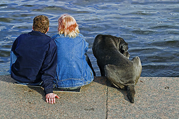 Image showing couple and dog