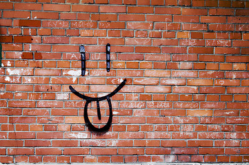 Image showing Brick Wall and Smile Graffiti 