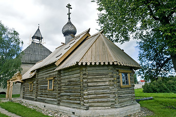 Image showing Ancient Russian loghouse church