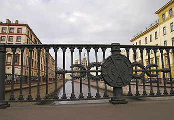 Image showing River Channel and Bridge Railings