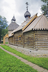 Image showing Ancient Russian loghouse church