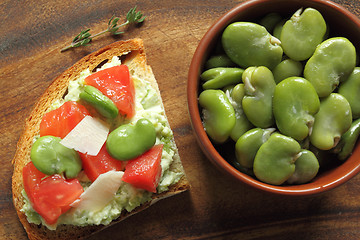 Image showing Sandwich  with broad bean
