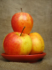 Image showing apple on the brown background