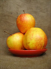 Image showing apple on the brown background