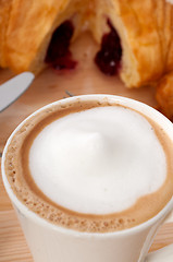 Image showing fresh croissant french brioche and coffee