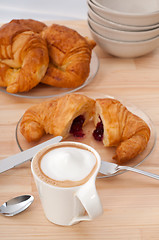 Image showing fresh croissant french brioche and coffee