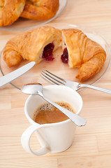 Image showing fresh croissant french brioche and coffee