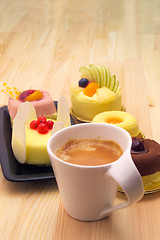 Image showing espresso coffee and  fruit cake