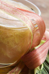 Image showing Rhubarb jam in glass jar