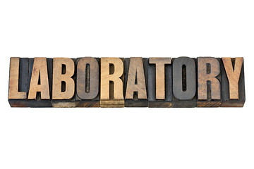 Image showing laboratory word in wood type