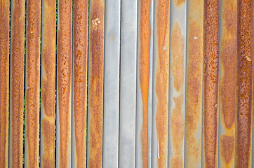 Image showing Background of rusty retro wall metal fence wall 