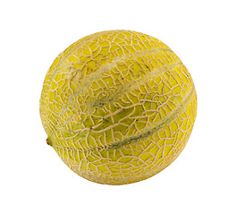 Image showing Full round melon isolated on white. Healthy fruit 