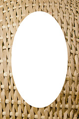 Image showing Wicker basket background and white oval in center 