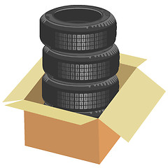 Image showing Brand new tires in a box