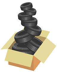 Image showing Brand new tires in a box