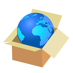 Image showing Earth in a box with a planet 