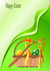Image showing Basket with easter eggs