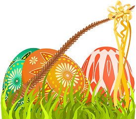 Image showing Colorful Easter eggs on grass