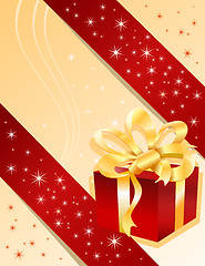 Image showing Christmas gift on yellow background