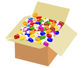 Image showing Full box of colorful medicine