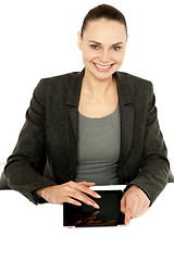 Image showing Pretty businesswoman using tablet device