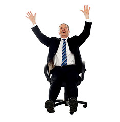 Image showing Excited businessman celebrating his success