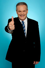 Image showing Corporate man showing thumbs up