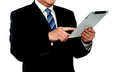 Image showing Businessman using tablet, cropped image