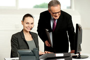Image showing Team of two business executives working in office