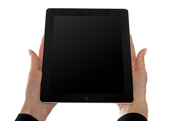 Image showing Female hands showing touch screen device