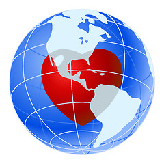 Image showing Red heart of blue earth planet