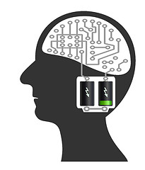 Image showing Computer Head and discharged battery