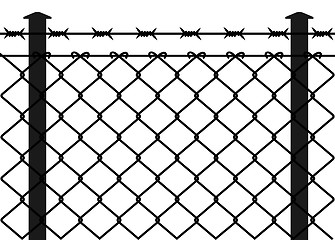 Image showing Wire fence with barbed wires