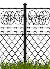 Image showing Wire fence with barbed wires