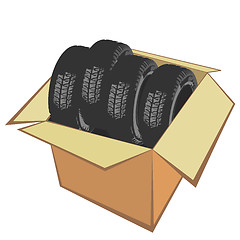 Image showing New car tires in the box