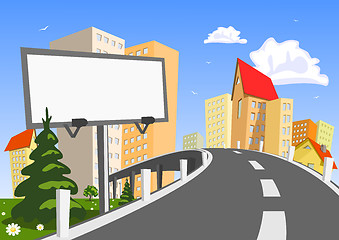 Image showing Abstract vector city with billboard