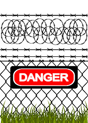 Image showing Wire fence with barbed wires