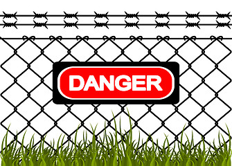 Image showing Wire fence with barbed wires