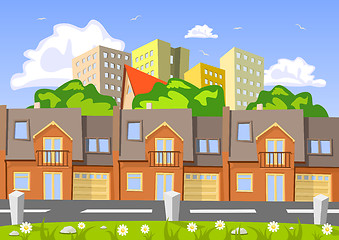Image showing Colorful abstract vector city, row building. Illustration