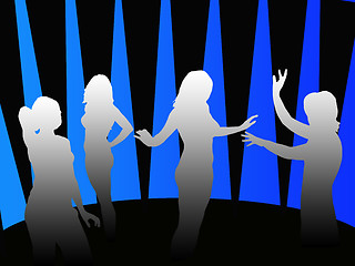 Image showing Silhouettes of girls dancing in a disco